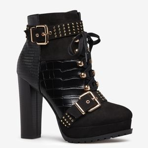NEW Black Chunky Block Heel Boots